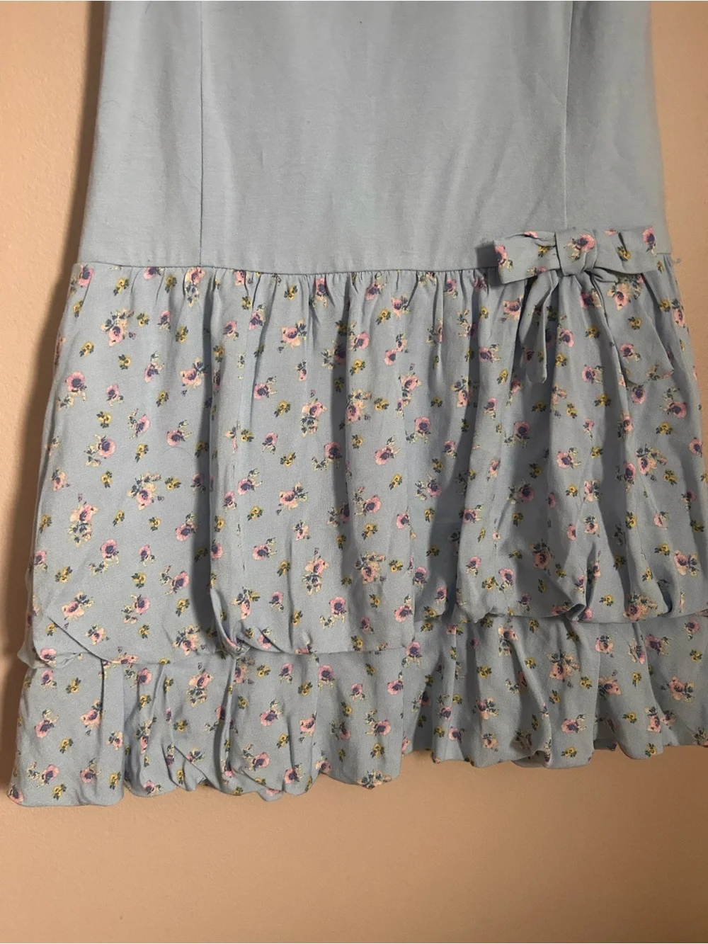 Little girls Light Blue Floral Tiered Tank Dress size 6/7